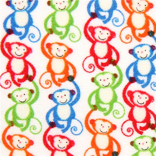 white mini monkey animal flannel fabric Timeless Treasures Fabric by ...