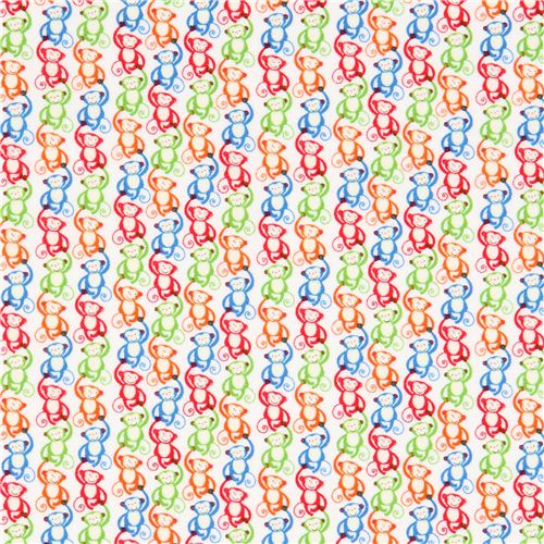 white mini monkey animal flannel fabric Timeless Treasures 2