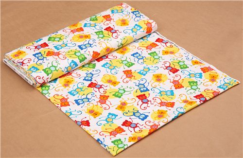 white monkey animal fabric Robert Kaufman Jungle Creatures 3
