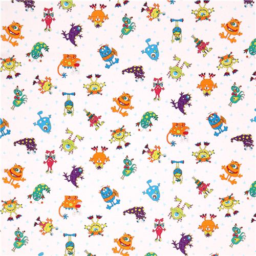 white monster star children fabric  2