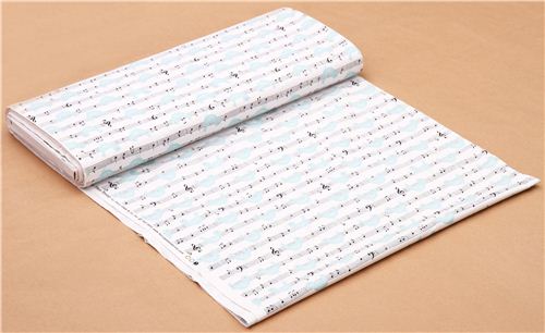 white music notes blue bird fabric Girly Girl 3
