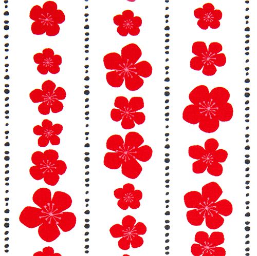 white organic fabric red flowers blossom Robert Kaufman 1