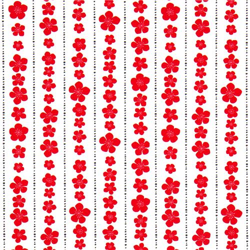 white organic fabric red flowers blossom Robert Kaufman 2