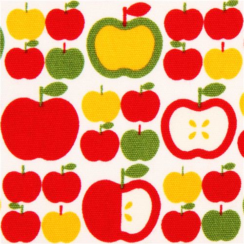 white oxford apple fabric red-green Cosmo Japan fruit Fabric by Cosmo ...