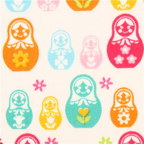 white oxford mini matryoshka fabric by Cosmo from Japan Fabric by Cosmo