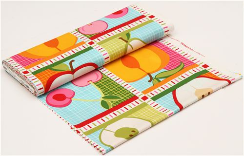 white patchwork fruit fabric by Robert Kaufman USA 3