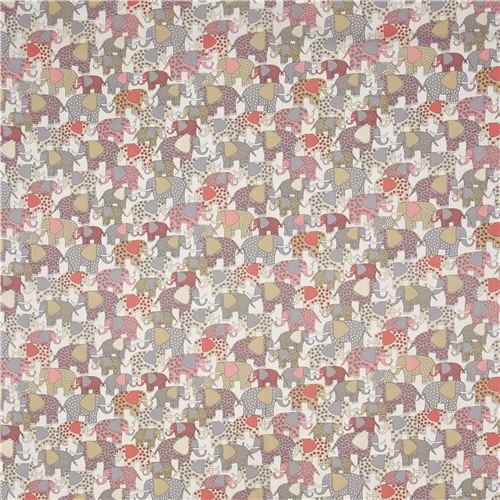 white patterned elephant animal fabric by Timeless Treasures 2
