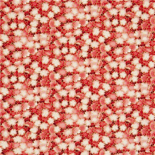 white-pink cherry blossom fabric by Timeless Treasures gold 2