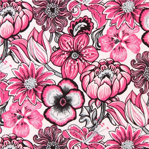 white pink flower fabric Marseille Blank Quilting USA - Flower Fabric ...