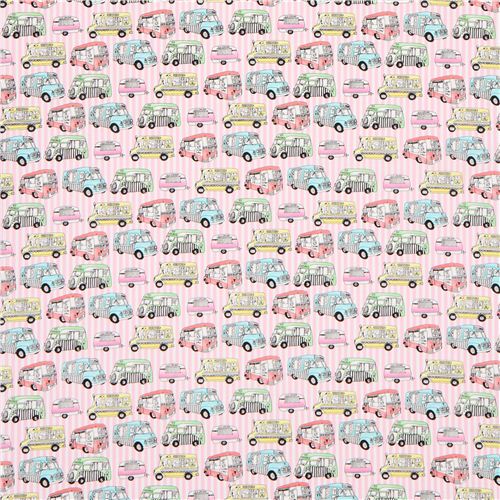 white-pink ice cream truck fabric by Timeless Treasures 2