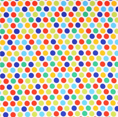 white polka dot fabric green blue red by Michael Miller - Dots, Stripes ...