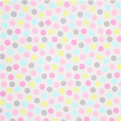 white polka dot fabric colourful pastel by Michael Miller - modeS4u