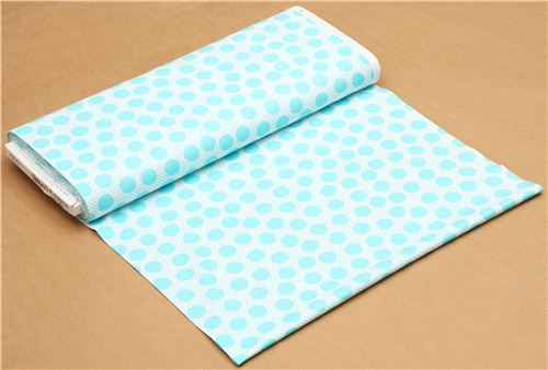 white polka dot fabric teal light blue by Michael Miller 3