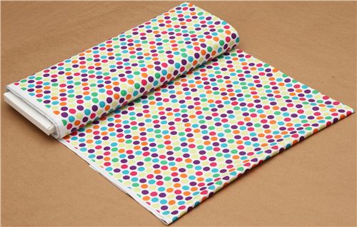 white polka dot fabric teal orange by Michael Miller 3