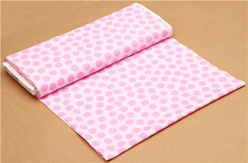 white polka dot fabric teal pink by Michael Miller 3