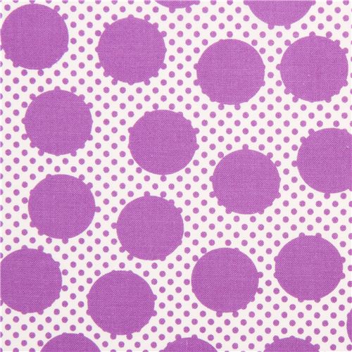 white polka dot fabric teal purple par Michael Miller 1
