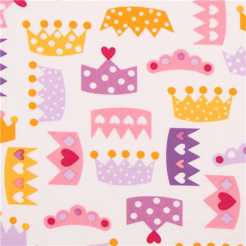 white princess crown coronet fabric Spring by Robert Kaufman USA 1