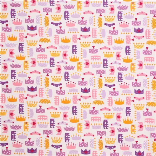 white princess crown coronet fabric Spring by Robert Kaufman USA 2