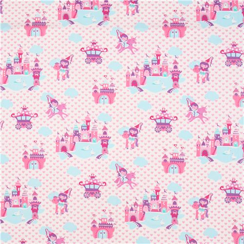 white princess flannel fabric unicorn castle Michael Miller 2