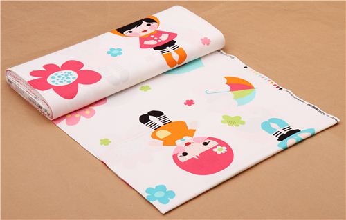 white raincoat girl panel fabric Whatever The Weather Rainbow Robert Kaufman 3