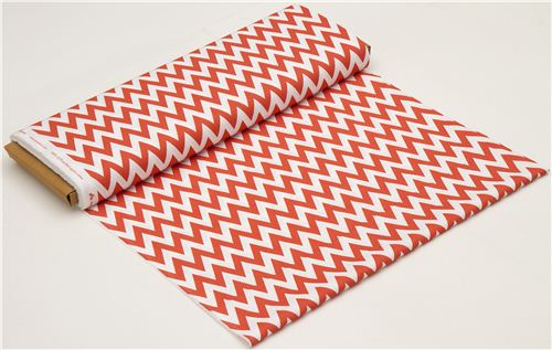 white-red zig-zag pattern organic fabric by monaluna USA 3