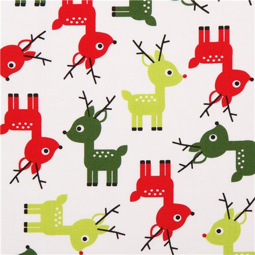 white reindeer tissu de Nol Jingle 3 White par Robert Kaufman 1