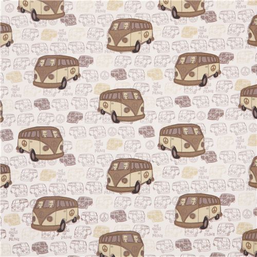 wei�er retro Stoff Aliens in Peace Bus von Michael Miller 2
