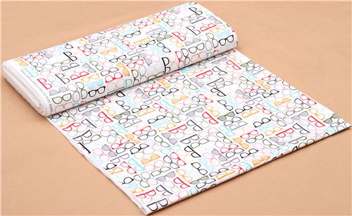 weißer Retro Hipster Brillen Stoff Timeless Treasures USA 3