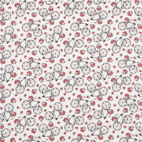 white romantic bike fabric by Timeless Treasures 2