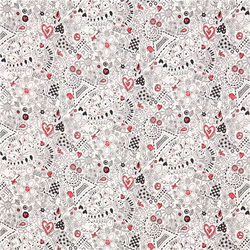 white scribble fabric by Timeless Treasures USA 2