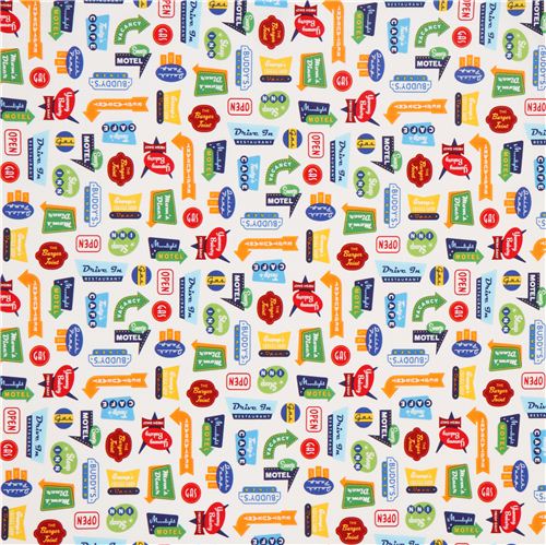 weißer Schilder und Reklametafel Stoff Robert Kaufman USA 2