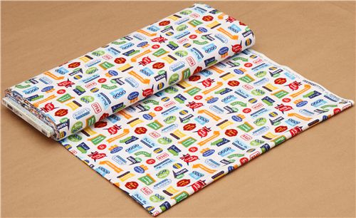 weißer Schilder und Reklametafel Stoff Robert Kaufman USA 3