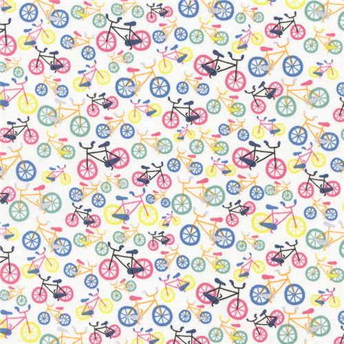 white small colorful bicycle fabric by Timeless Treasures 1