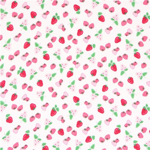 white strawberry flannel fabric from the USA - modeS4u