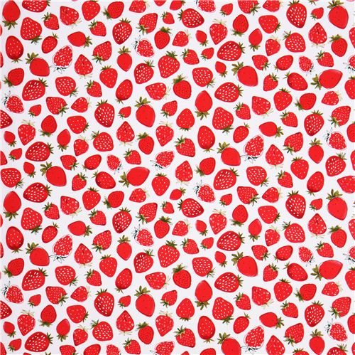 white strawberry fruit fabric Robert Kaufman Metro Market - Food Fabric ...