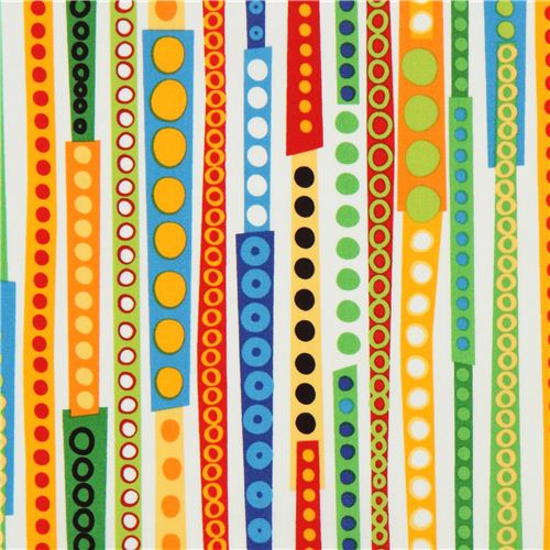 white stripes and circles fabric Realizzato da Robert Kaufman USA 1