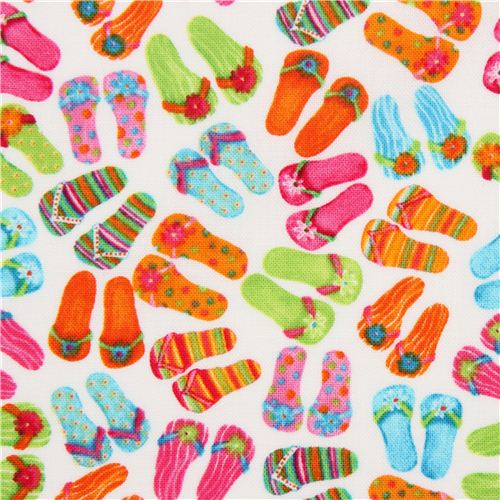 white summer fabric with flip-flops by Timeless Treasures Fabric