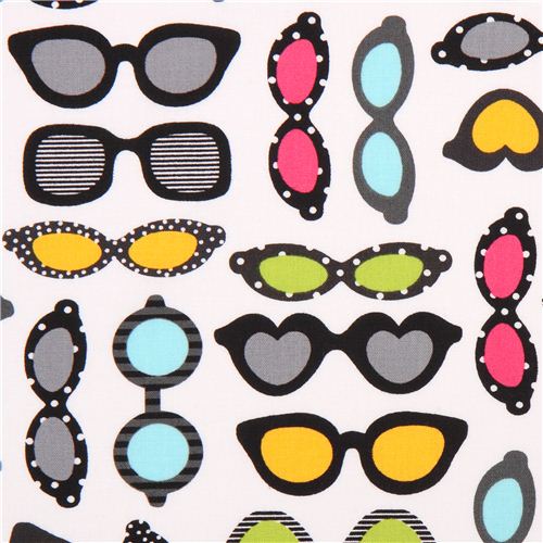white sunglasses fabric Robert Kaufman This and That Retro Fabric