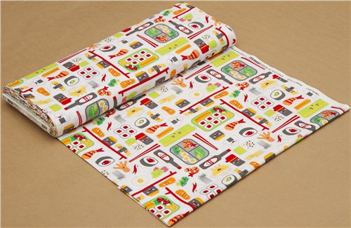 white sushi fabric par Robert Kaufman USA kawaii 3