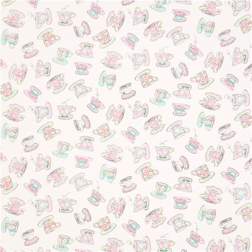 white tea cups fabric by Timeless Treasures USA 2
