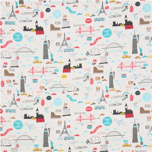 white travel sights fabric by Timeless Treasures Fabric by Timeless ...