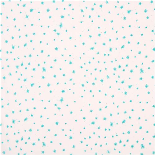white turquoise small paint splotch Cloud 9 organic cotton fabric Brush