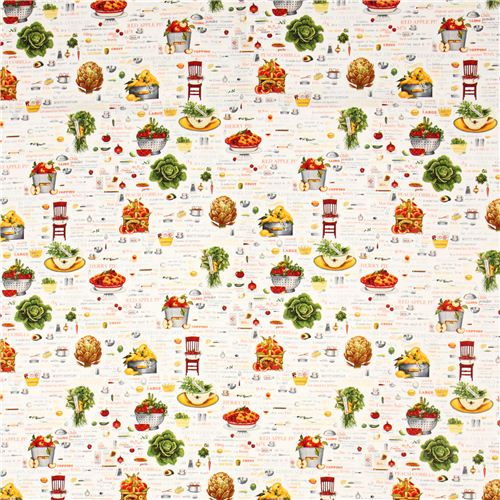 white vegetable fabric Robert Kaufman tomato artichoke 2