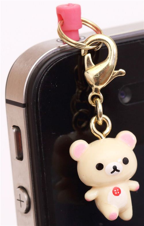 white walking bear Rilakkuma mobile phone plug jack charm modeS4u