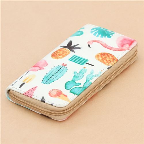 white wallet for money with tropical design - modeS4u