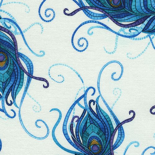 Plume Teal Blue Drapery Fabric