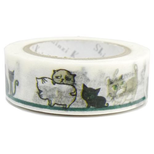 white with cat sitting Washi Tape deco tape Shinzi Katoh modeS4u