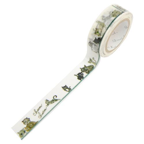 white with cat sitting Washi Tape deco tape Shinzi Katoh modeS4u