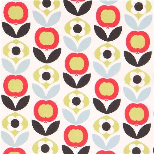 white with cute lime green flower design fabric by Copenhagen Print ...