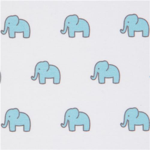 white with small elephant knit fabric Robert Kaufman USA Little Safari Fabric